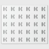 Elegant Modern Couples Initialen | Wit & Zwart Cadeaupapier (Vlak)