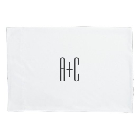 Elegant Modern Couples Initialen | Wit & Zwart Kussensloop (Voorkant)