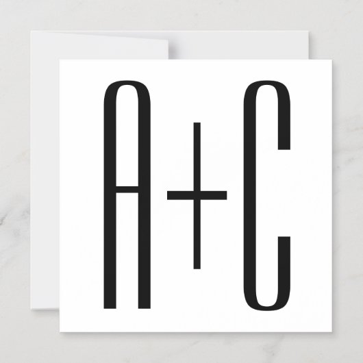 Elegant Modern Couples Initialen | Wit & Zwart Magnetische Uitnodiging (Voorkant)