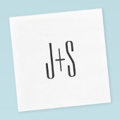 Elegant Modern Couples Initialen | Wit & Zwart Servet