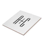 Elegant Modern Couples Initialen | Wit & Zwart Tegeltje (Zijkant)