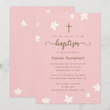 Elegant modern Cross-roze Daisy Religious Baptisme