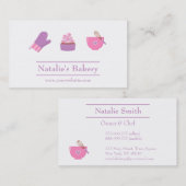Elegant modern Cupcake bakkerij roze Paars Visitekaartje (Voorkant / Achterkant)