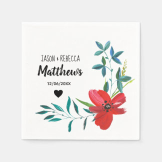 Elegant Modern Custom Floral Wedding Servet