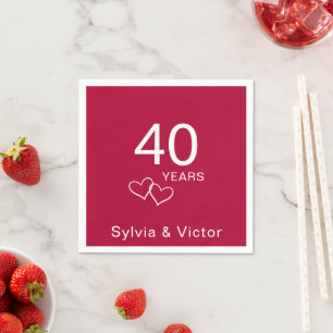 Elegant Modern Custom Ruby 40e Jubileum Party Servet