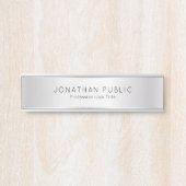 Elegant Modern Custom Sjabloon Glamour Faux Silver Deurbordje (Voorkant)