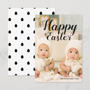 Elegant modern Cute Happy Paastekst   Foto Kaart