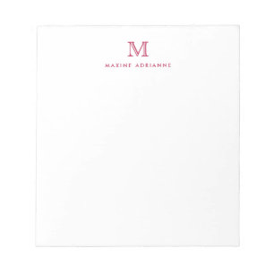 Elegant modern Cute Simple Burgundy Red Monogram Notitieblok