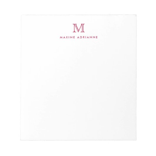 Elegant modern Cute Simple Burgundy Red Monogram Notitieblok (Voorkant)