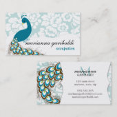 Elegant Modern Damask Peacock Visitekaartje (Voorkant / Achterkant)
