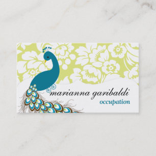 Elegant Modern Damask Peacock Visitekaartje