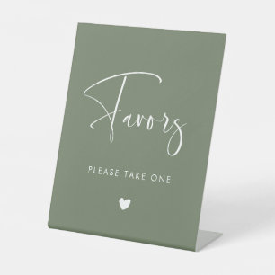 Elegant & Modern Dark Sage Green bruiloft Favoriet Reclamebord Met Voetstuk