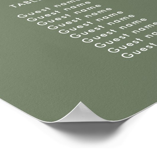 Elegant & Modern Dark Sage Trouwstoel grafiek Poster (Hoek)