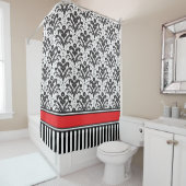 Elegant Modern Deco Damask Black en White Douchegordijn (In situ)