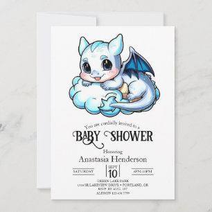 Elegant Modern Digital Dragon Baby shower Kaart
