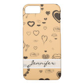 Elegant modern donkergrijs hartpatroon Case-Mate iPhone case (Achterkant)