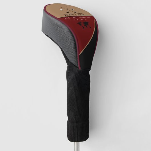 elegant modern donkerrood golfheadcover (Schuin)