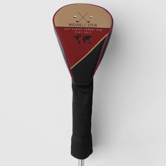 elegant modern donkerrood golfheadcover (Voorkant)