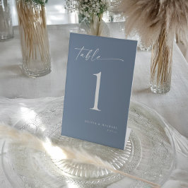Elegant Modern Dusty Blue Wedding Table Numbers Reclamebord Met Voetstuk