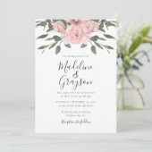 Elegant Modern Dusty Roos Floral Wedding Kaart (Staand voorkant)