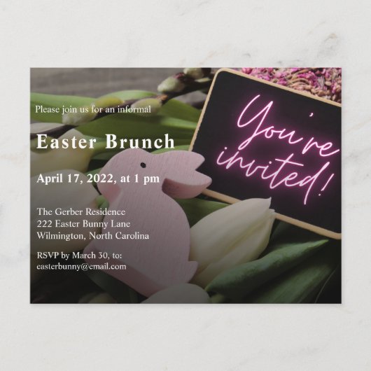 Elegant Modern Easter Brunch Uitnodiging Briefkaart (Voorkant)