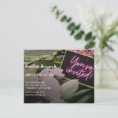 Elegant Modern Easter Brunch Uitnodiging Briefkaart (Staand voorkant)