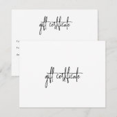 Elegant modern Eenvoudig Business Cadeaucertificaa (Voorkant / Achterkant)