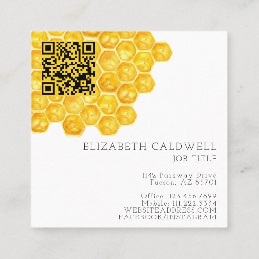 Elegant Modern Eenvoudig Honing Boerderij Wax Seal Vierkante Visitekaartje (Achterkant)