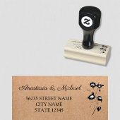 Elegant modern eenvoudig script botanische bruilof 	rubberstempel