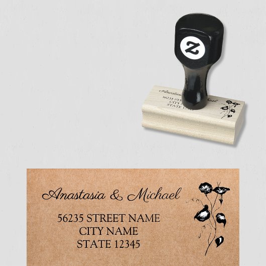 Elegant modern eenvoudig script botanische bruilof 	rubberstempel