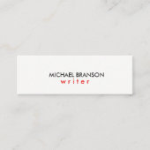 Elegant Modern Eenvoudig wit ROOD Minimalist Mini Visitekaartje (Voorkant)