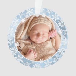 Elegant modern eerste kerstfoto baby, aangepast ornament