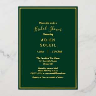 Elegant Modern Emerald Green Gold Vrijgezellenfees Folie Uitnodiging