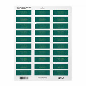 Elegant modern Emerald Green Return-adres Etiket (Full Sheet)