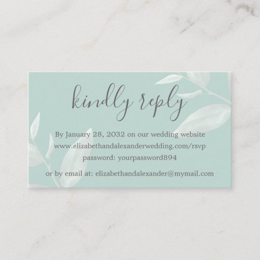 Elegant modern eucalyptus bruiloft online RSVP Informatiekaartje (Voorkant)