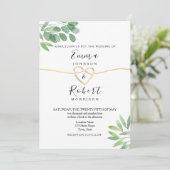 Elegant Modern Eucalyptus Greenery Wedding Kaart (Staand voorkant)