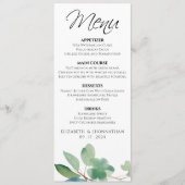 Elegant Modern Eucalyptus Groen Bruiloft Menu (Voorkant)