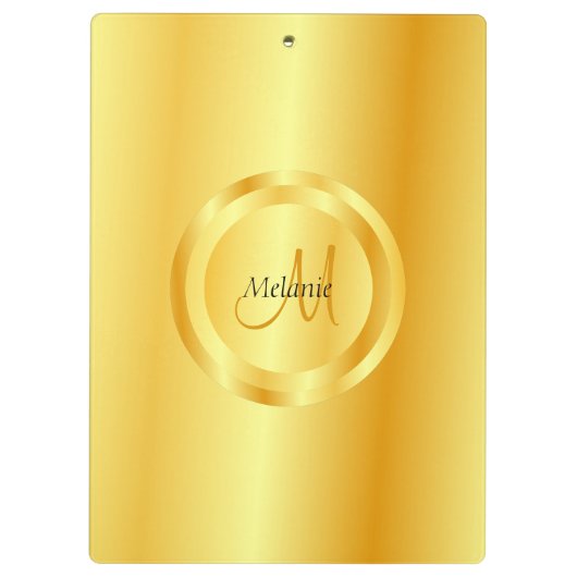Elegant Modern Faux Gold Monogram Sjabloon Klembord (Achterkant)