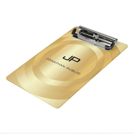Elegant modern Faux Gold Monogram Sjabloon Mini Klembord (Angled3)