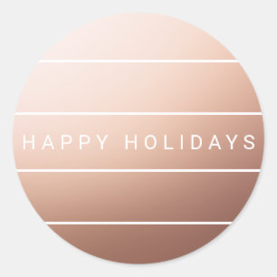 Elegant Modern Faux Roos Gold Prettige feestdagen Ronde Sticker
