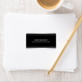 Elegant Modern Faux Silver Black Sjabloon Glamour Etiket (Insitu)