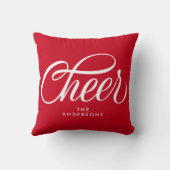 Elegant Modern Feestelijk Rood Script Cheer Christ Kussen (Achterkant)