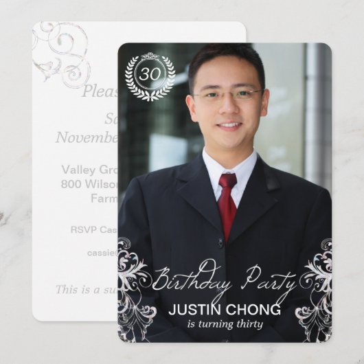 Elegant Modern Fern Foto Birthday - Uitnodigingen (Voorkant / Achterkant)