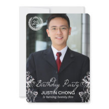 Elegant Modern Fern Foto Birthday - Uitnodigingen