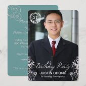 Elegant Modern Fern Foto Birthday - Uitnodigingen (Voorkant / Achterkant)