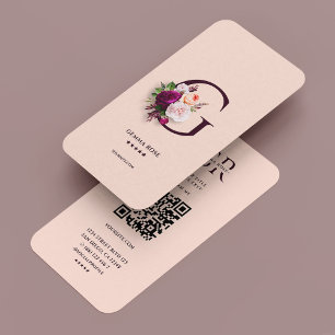 Elegant Modern Floral Botanical G Pink Visitekaartje