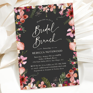 Elegant Modern Floral Bridal Brunch Shower Kaart