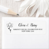 Elegant Modern Floral Bruiloft Retouradres Label (Insitu)
