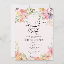 Elegant Modern Floral Classic Bridal Shower Brunch Kaart
