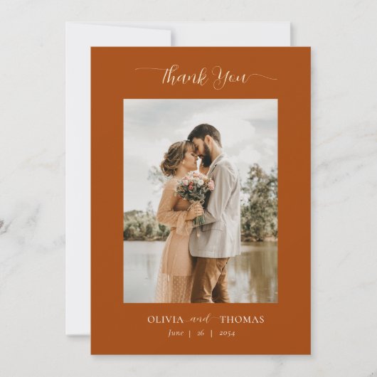 Elegant Modern Floral Sketch herfst Weddenschap Fo Bedankkaart (Voorkant)